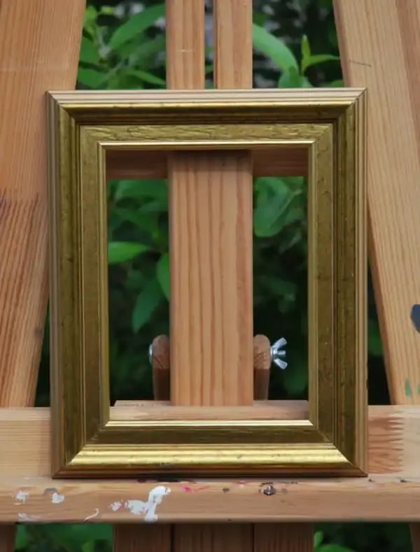 Elegants zelta fotogrāfiju rāmis no Eviart Frames, piemērots mākslas un fotogrāfiju izkārtošanai.